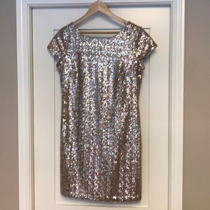 Gold Sequin, Scoop-neck Cocktail Dress